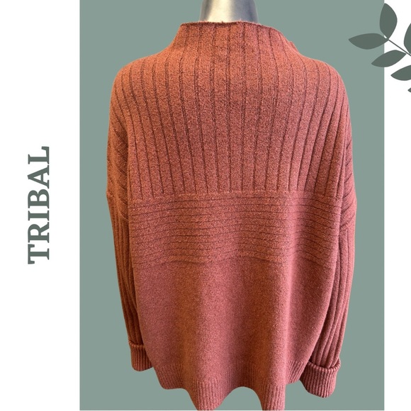 Tribal Women’s Funnel Neck Long Sleeve Cozy Copper Color Pullover Sweater XL - Picture 5 of 9